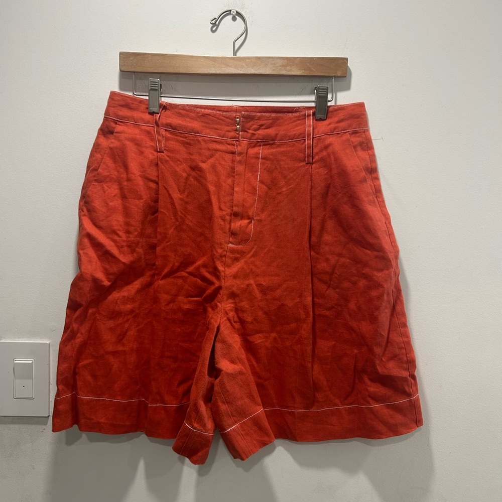 STAUD Orange Helios Shorts